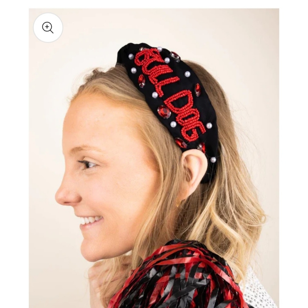 Black 'Georgis Bulldogs' Seed Bead Knotted Headband